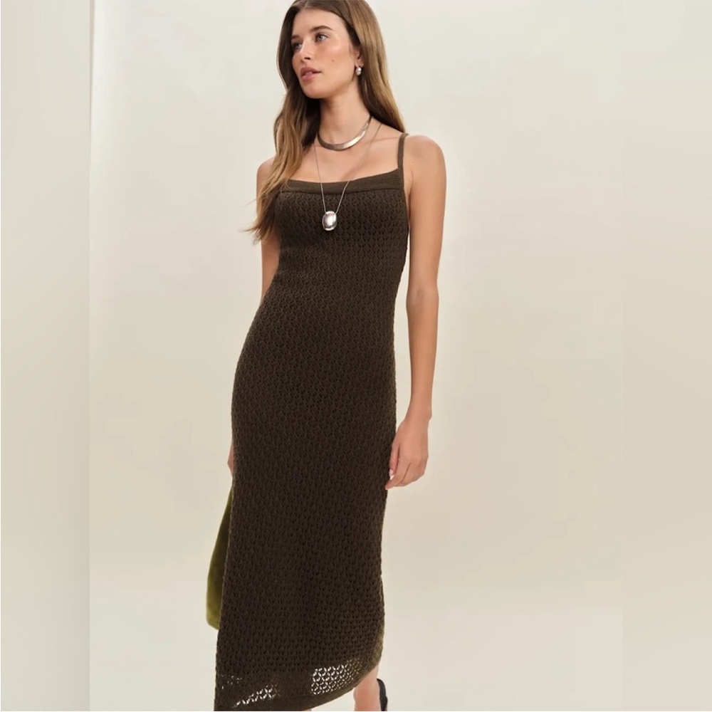 Reformation Demi Linen Brown Dress XS New